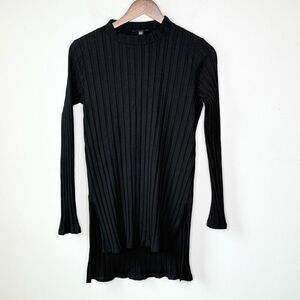 Eileen Fisher Black Ribbed Mock Neck Tunic - Women’s US XS